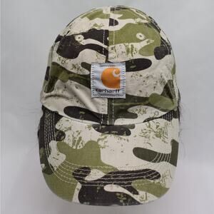 Carhartt Camo Print Cap Hat Adjustable Cotton Canvas Logo patch Youth Kids Size